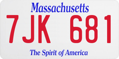 MA license plate 7JK681