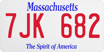 MA license plate 7JK682