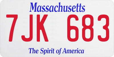 MA license plate 7JK683