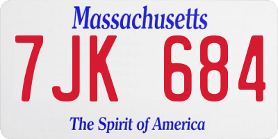 MA license plate 7JK684