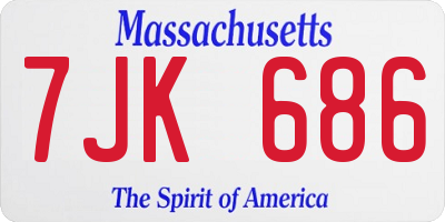 MA license plate 7JK686
