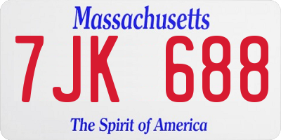 MA license plate 7JK688