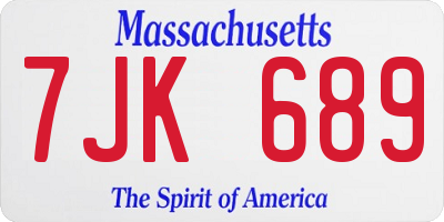 MA license plate 7JK689