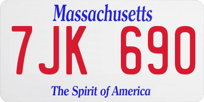 MA license plate 7JK690