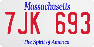 MA license plate 7JK693