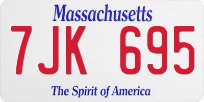 MA license plate 7JK695