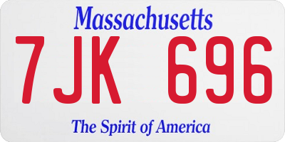 MA license plate 7JK696