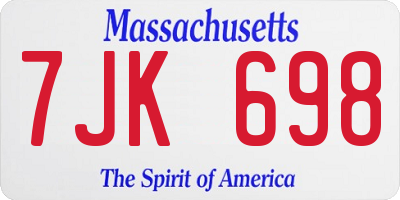 MA license plate 7JK698