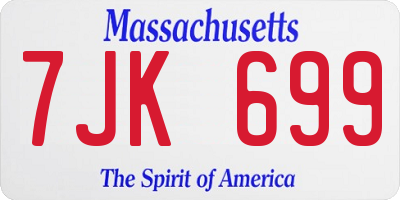 MA license plate 7JK699