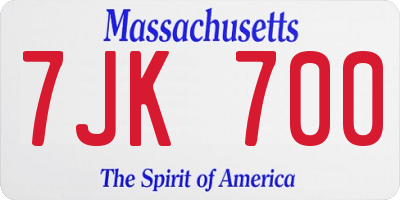 MA license plate 7JK700