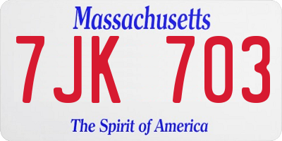 MA license plate 7JK703