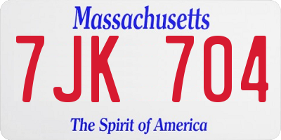 MA license plate 7JK704