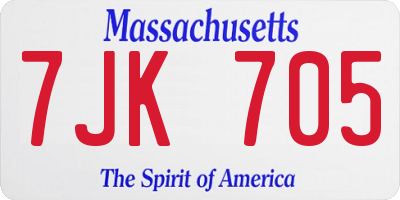 MA license plate 7JK705
