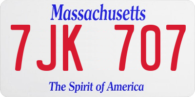 MA license plate 7JK707
