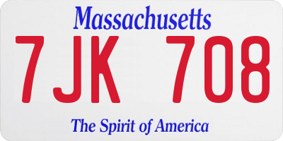 MA license plate 7JK708