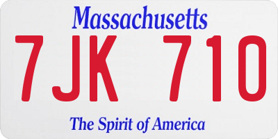 MA license plate 7JK710