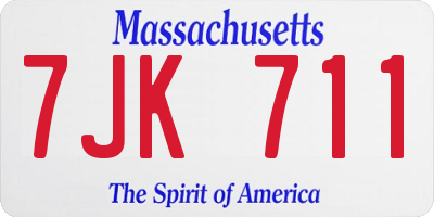 MA license plate 7JK711