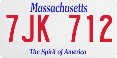 MA license plate 7JK712