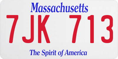 MA license plate 7JK713