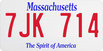 MA license plate 7JK714