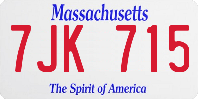 MA license plate 7JK715