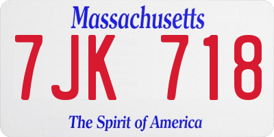 MA license plate 7JK718