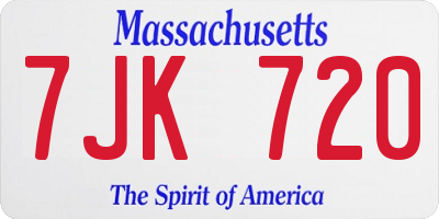 MA license plate 7JK720