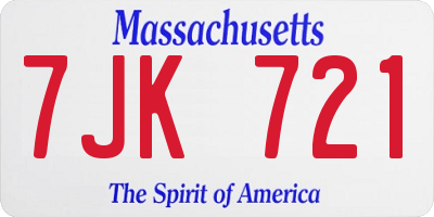 MA license plate 7JK721