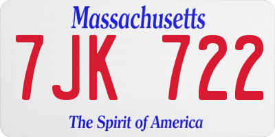 MA license plate 7JK722