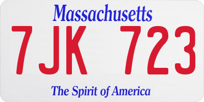 MA license plate 7JK723