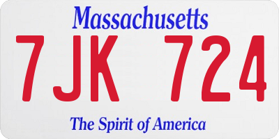 MA license plate 7JK724