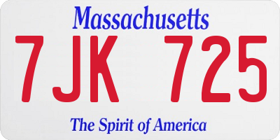 MA license plate 7JK725