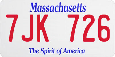 MA license plate 7JK726