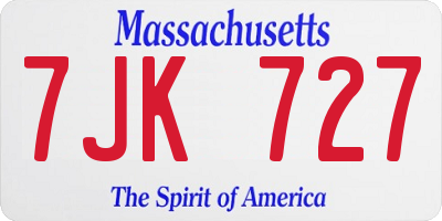 MA license plate 7JK727