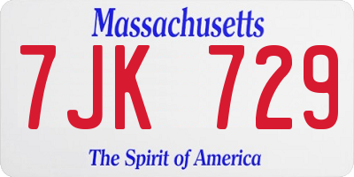 MA license plate 7JK729