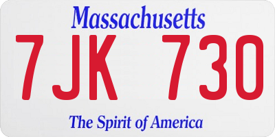 MA license plate 7JK730