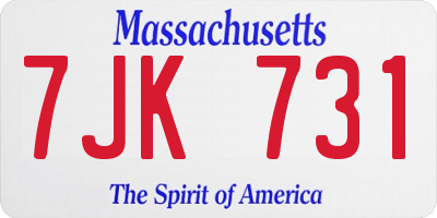 MA license plate 7JK731