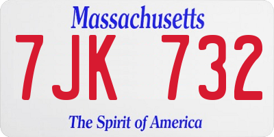 MA license plate 7JK732