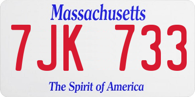 MA license plate 7JK733
