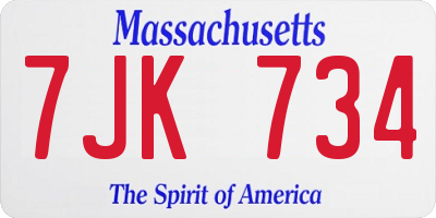 MA license plate 7JK734