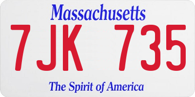 MA license plate 7JK735
