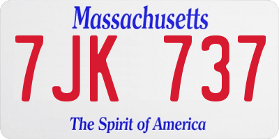 MA license plate 7JK737