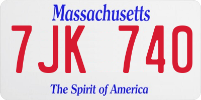 MA license plate 7JK740