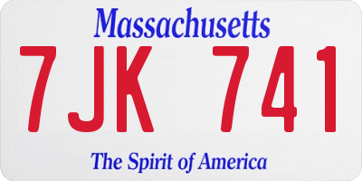 MA license plate 7JK741