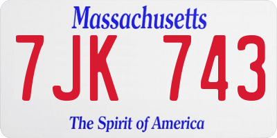 MA license plate 7JK743