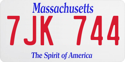 MA license plate 7JK744