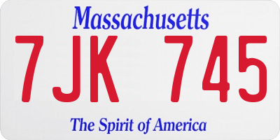 MA license plate 7JK745