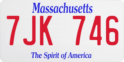 MA license plate 7JK746