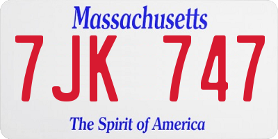 MA license plate 7JK747