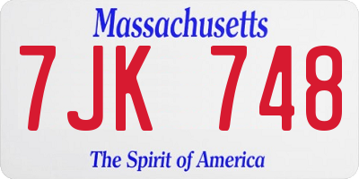 MA license plate 7JK748